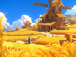 劳动节麦田劳作场景