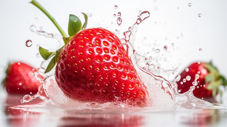 水草莓静物微距拍摄红色