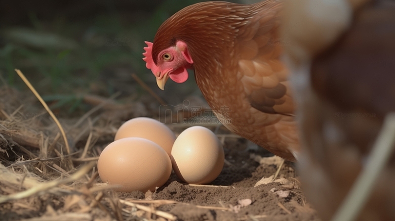 正在生蛋的母鸡
