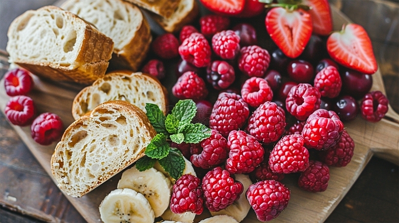 水果面包树莓草莓早餐营养健康