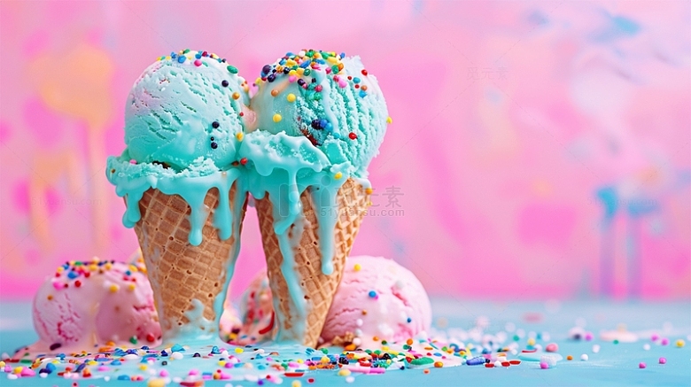 美食冰淇淋多巴胺唯美场景