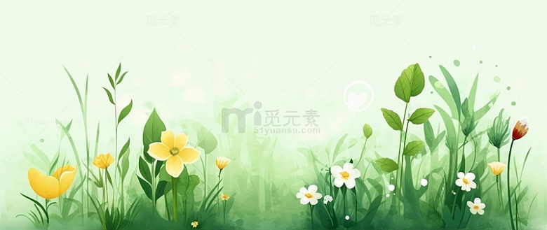 绿色小清新鲜花背景