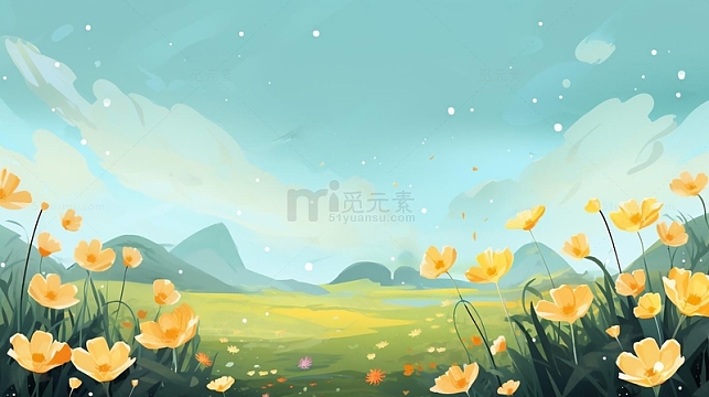 黄色小雏菊鲜花插画背景