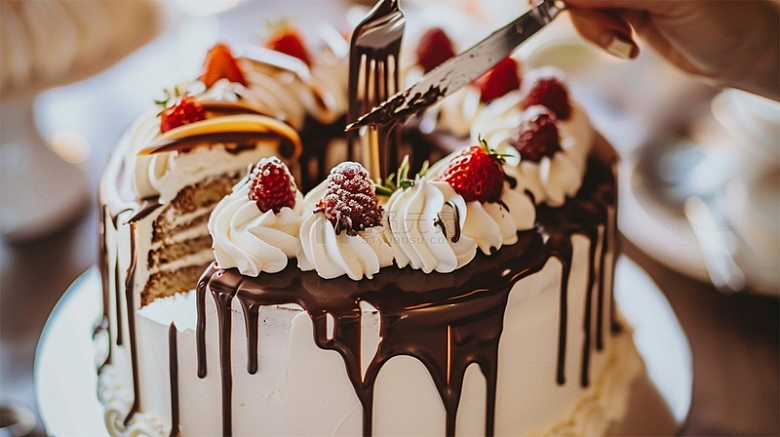 奶油蛋糕巧克力草莓美食食物