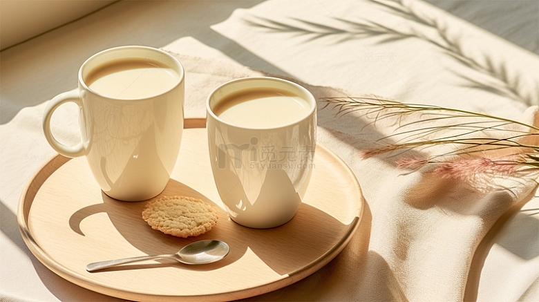 奶茶咖啡饮料陶瓷杯子早餐场景