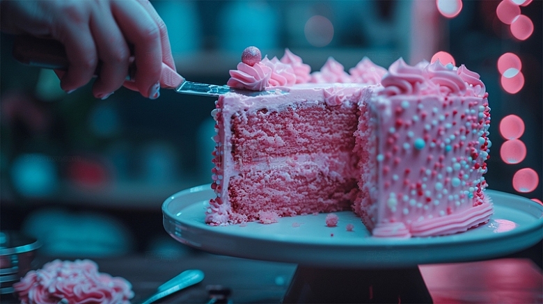 奶油美食蛋糕粉色糖果生日场景