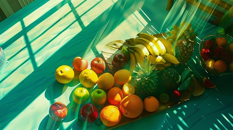 水果果盘香蕉菠萝苹果食物阳光营养