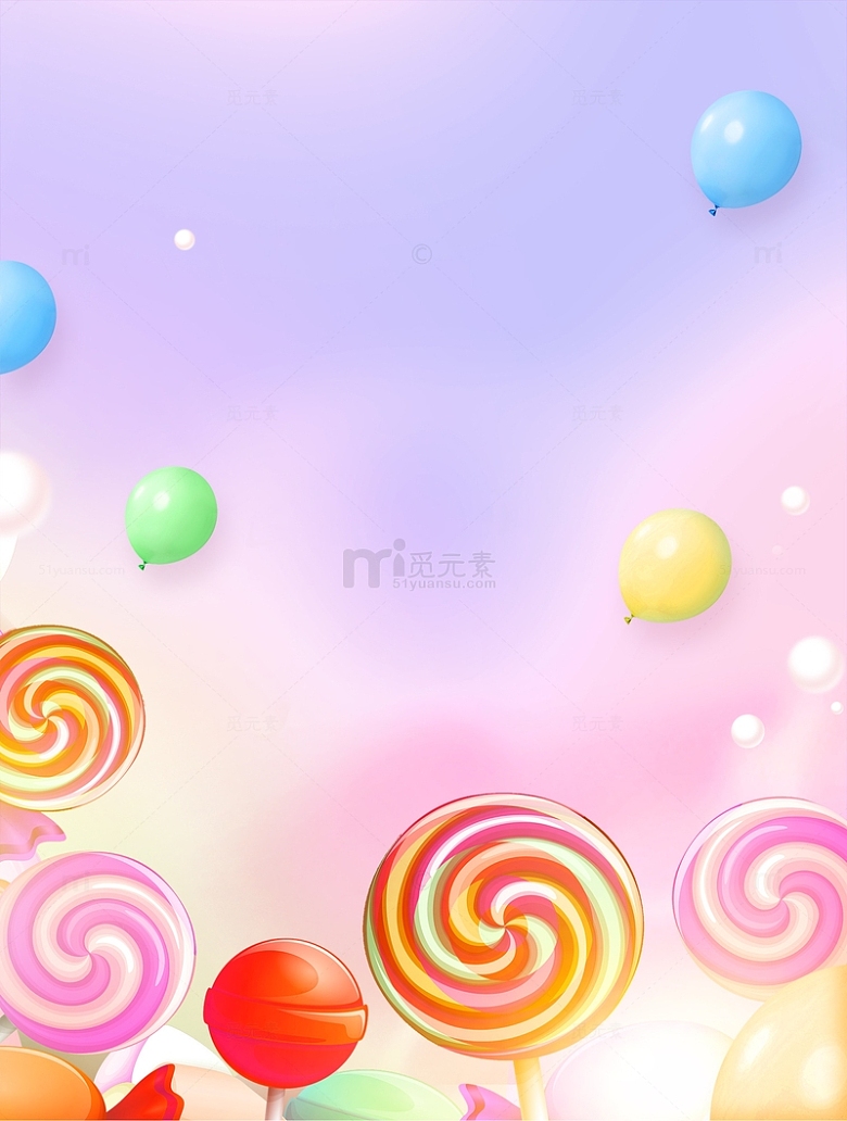 彩绘卡通气球棒棒糖气泡背景