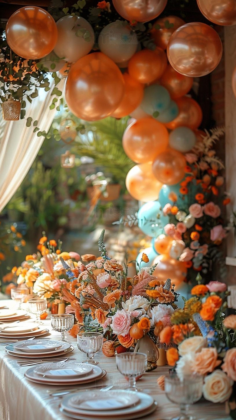 婚礼派对气球餐桌