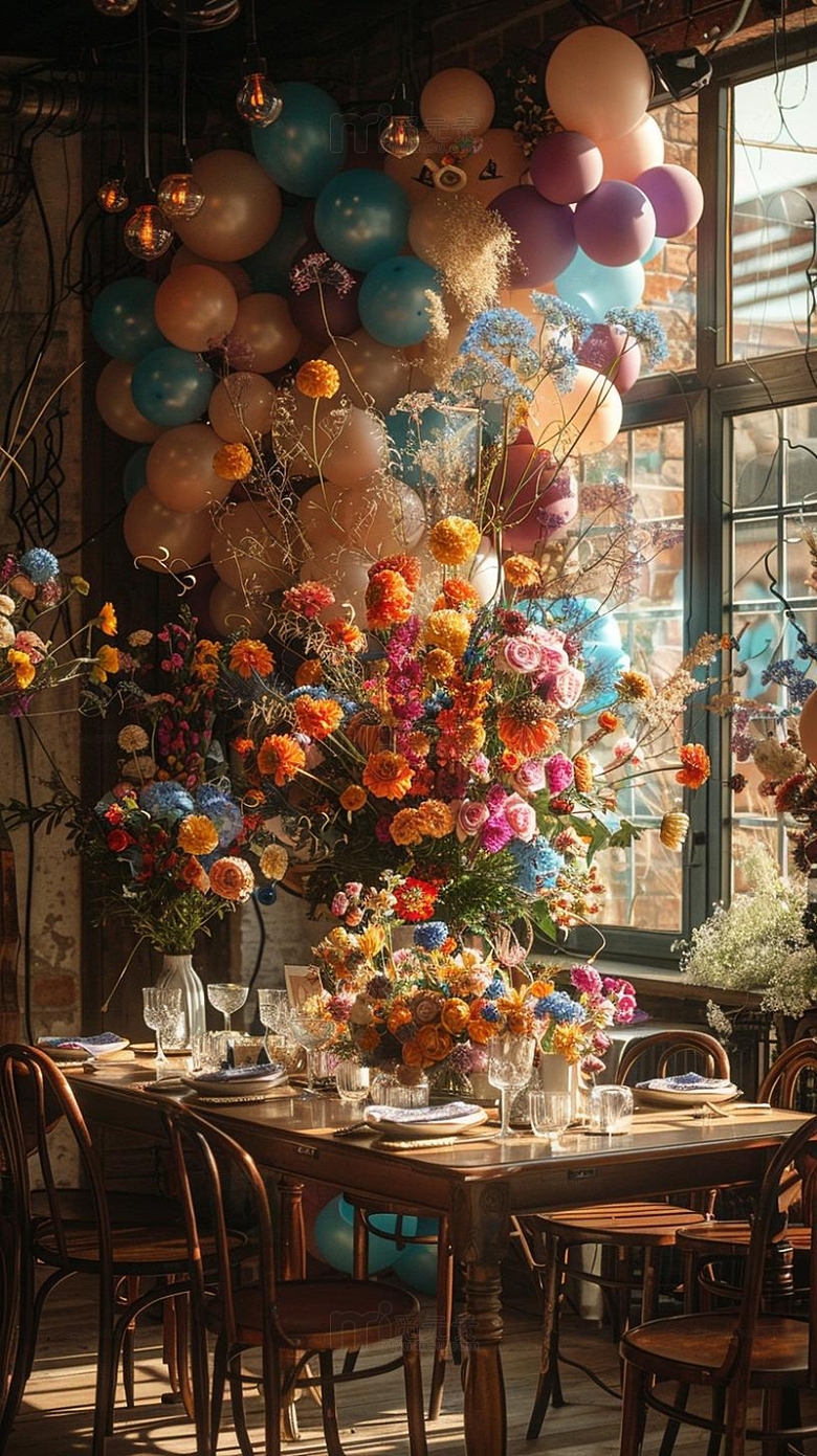 家庭聚会婚礼派对气球鲜花装饰