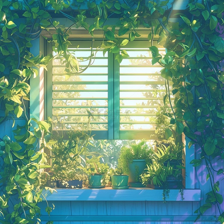 阳光百叶窗植物盆栽温室