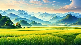 谷雨绿色稻田绿色背景