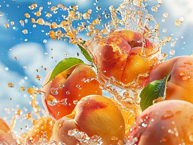 夏日果汁汽水鲜桃
