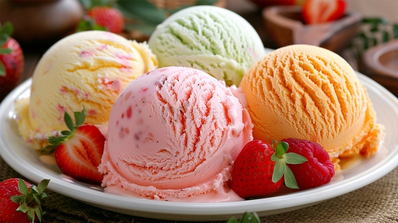 美食冰淇淋凉爽草莓水果冷饮