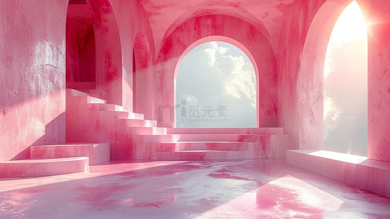 粉色城堡阶梯展示台