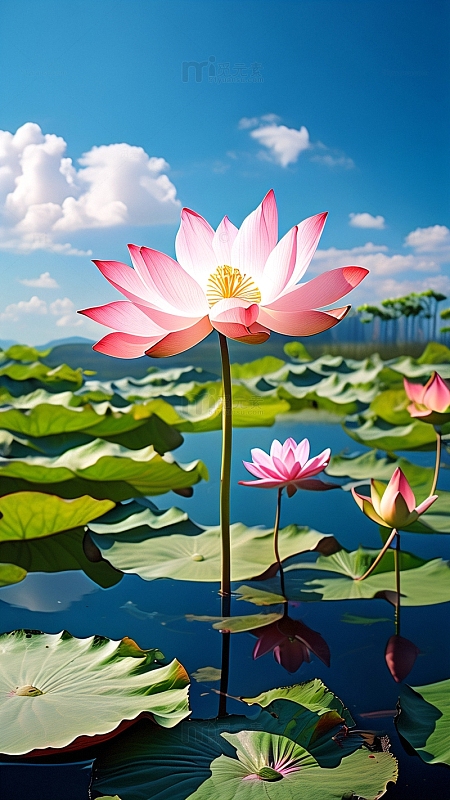 png中国风水墨水彩古风素雅夏至古典荷花莲花jpg夏日荷花荷塘夏至小暑
