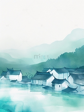 古风水墨建筑山水