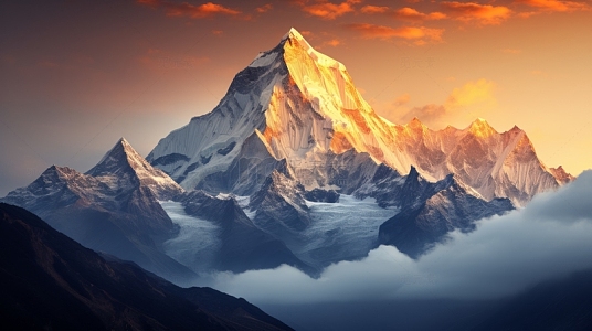 高山雪山冬季景色