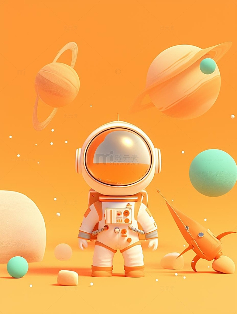 橙色太空宇航员背景