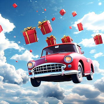 情人节红色汽车礼物红包