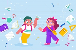 背着书包准备上学的孩子