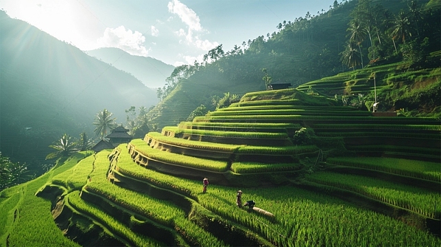 大山梯田农耕农作物植物场景