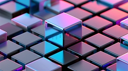 方块金属科技紫色渐变壁纸场景