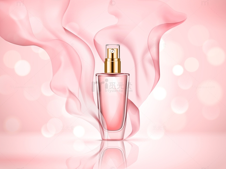粉色飘逸的香水广告