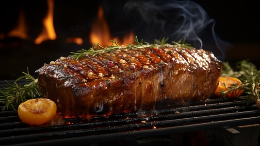 烤牛排烟雾美食食物