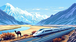 穿越沙漠沙漠探险插画