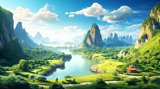 绿色风景 绿水青山自然景观