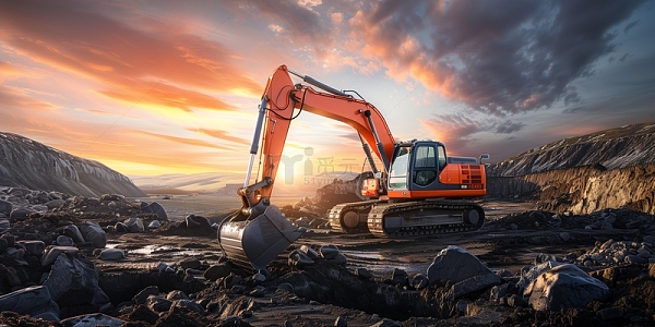 挖掘机工人工地背景