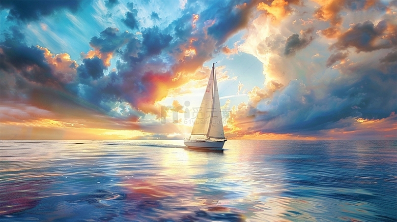 帆船海面大海唯美场景壁纸