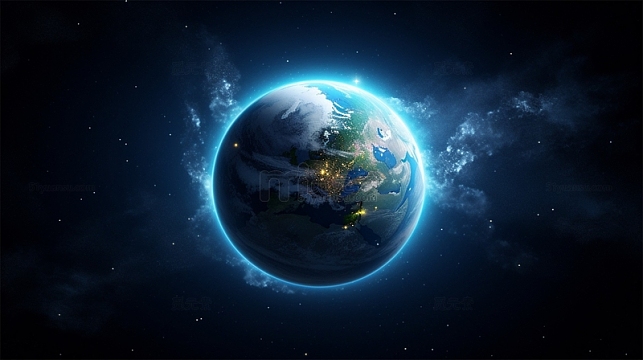 地球星球蓝色光效宇宙星空壁纸