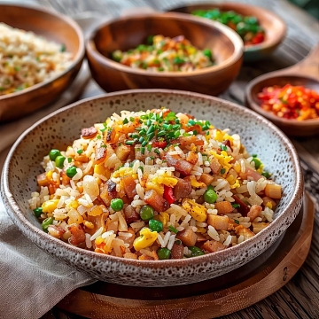 火腿肠玉米粒胡萝卜丁蛋炒饭