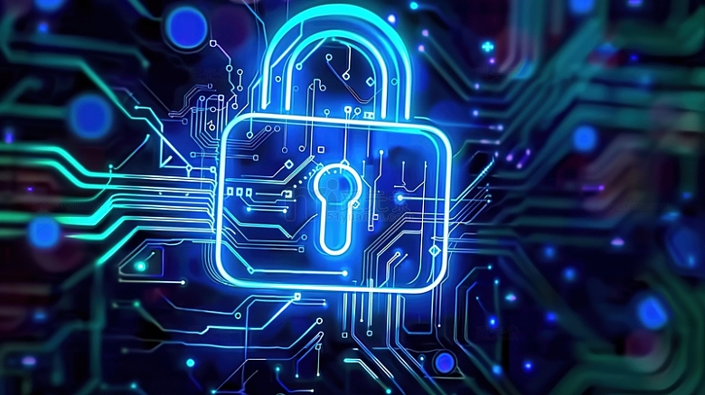 网络数据安全锁蓝色背景