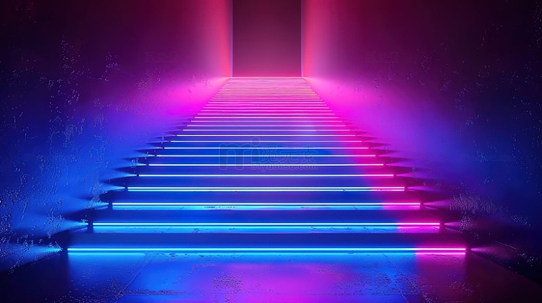紫色楼梯商务未来舞台绚丽背景
