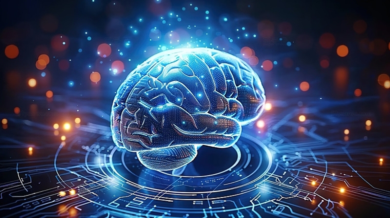 大脑未来科技云端存储蓝色背景