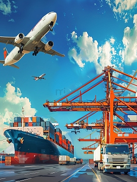 港口飞机起重机集装箱背景