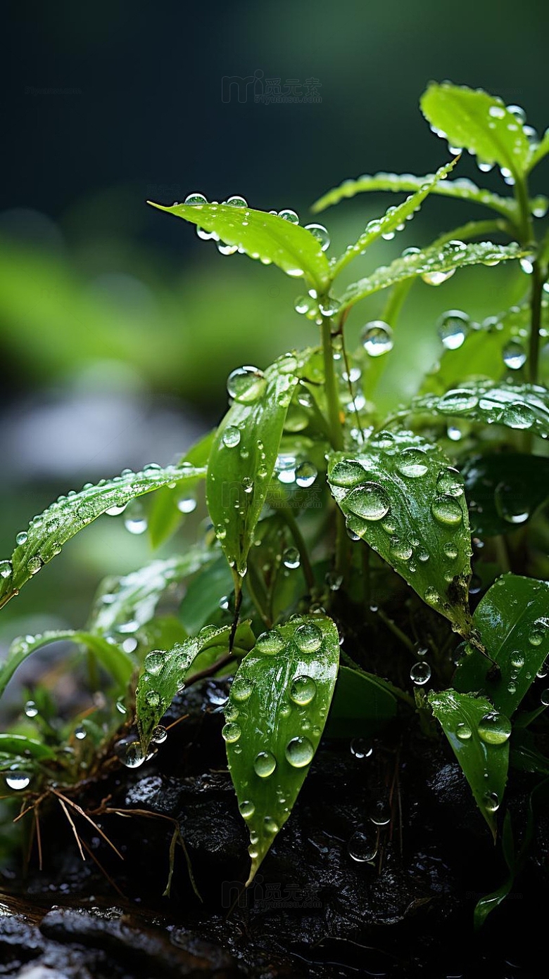 雨后植物上的雨滴