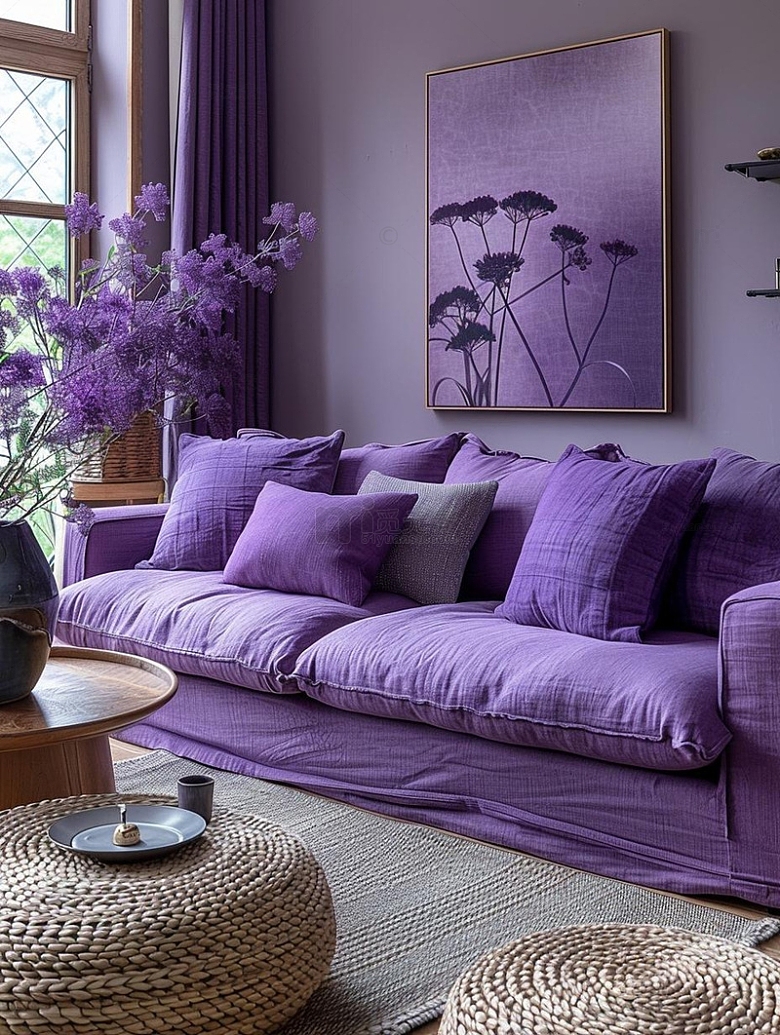 紫色沙发家居布艺