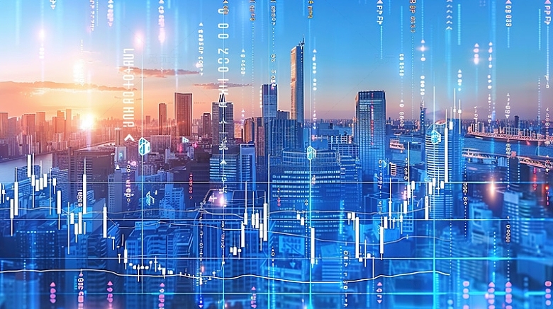 未来蓝色城市数据智能传输蓝色背景