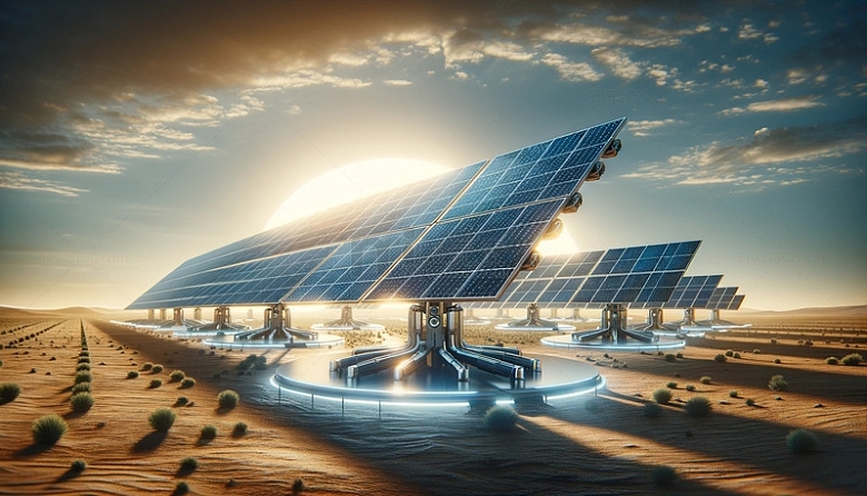 太阳能板发电沙漠太阳光能