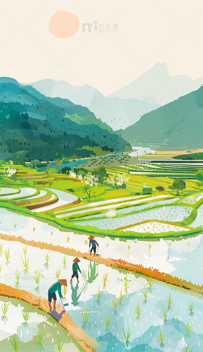 种植水稻插秧劳动