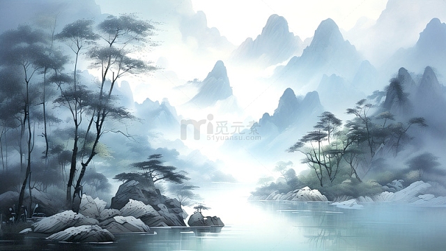 水墨山水水墨背景