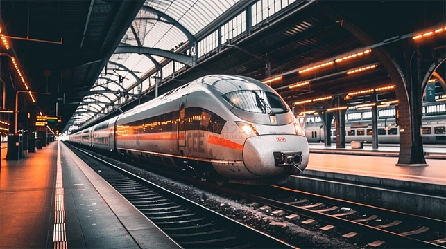 高铁动车铁轨车站科技场景