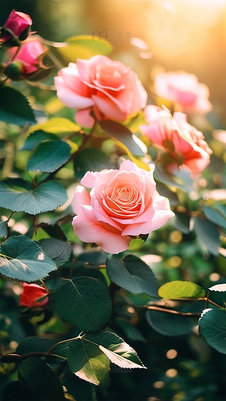 粉色玫瑰月季摄影图