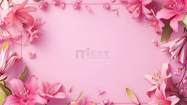 粉色鲜花边框背景