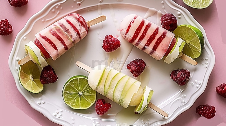 草莓柠檬水果香甜雪糕冰棍美味