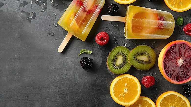 夏日冰凉透明水果混搭冰棍冰棒美味